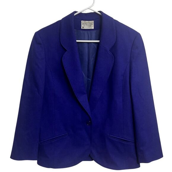 Vintage 80's Pendleton Women's Purple 100% Wool Blazer Size 12 Career Office - Picture 1 of 4